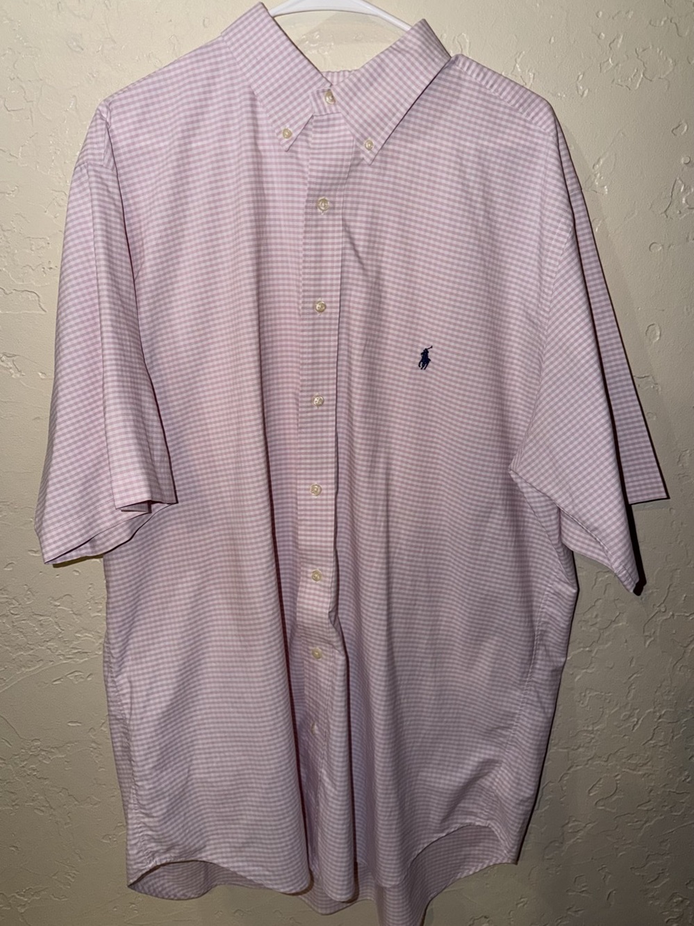 Ralph Lauren Performance Gingham Button Down Pink & White XL Tall Like New